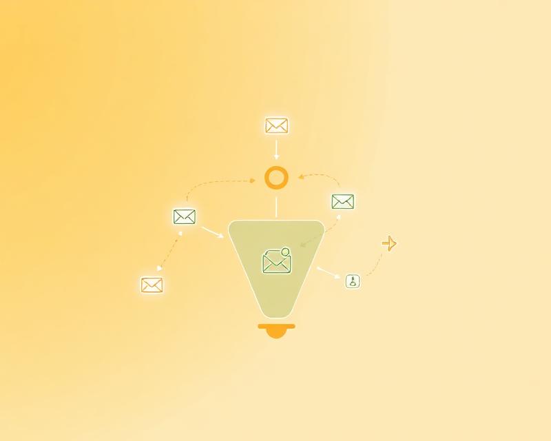 Marketing automation funnel with email and CRM nodes